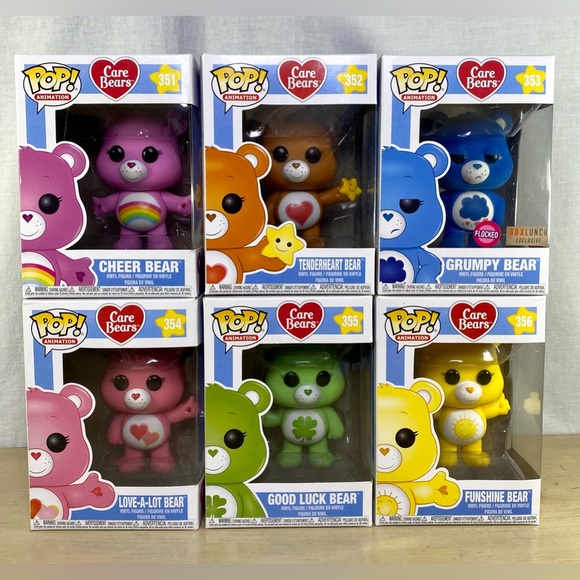 Funko Pop Care Bears Figure Lot Of 6 Vaulted Grumpy Flocked Love A Lot Glitter - Picture 2 of 6